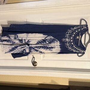 Blue and White Embroidered Dress